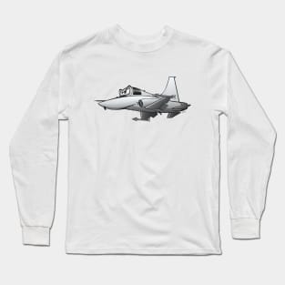 Military Fighter Jet Airplane Cartoon Long Sleeve T-Shirt